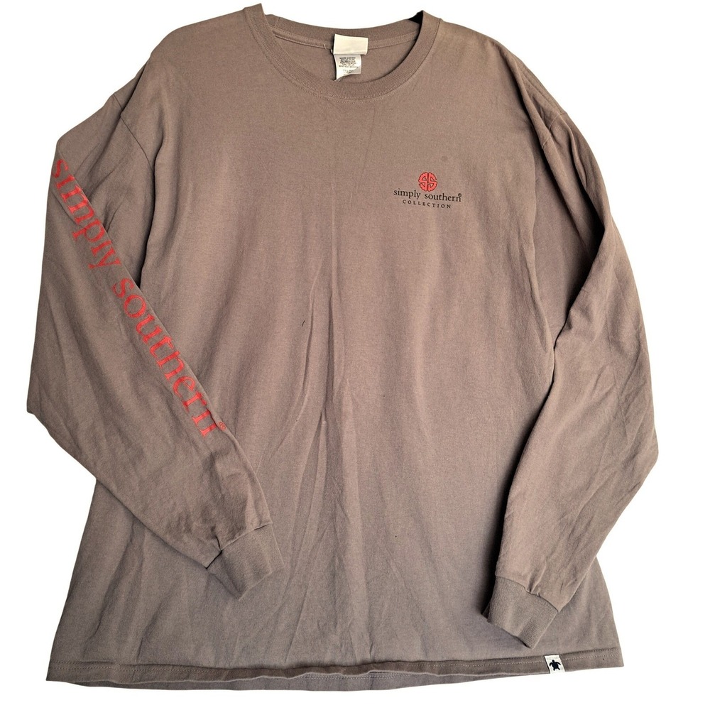Simply Southern Long Sleeve T Shirt Graphic Holiday Theme Brown XL